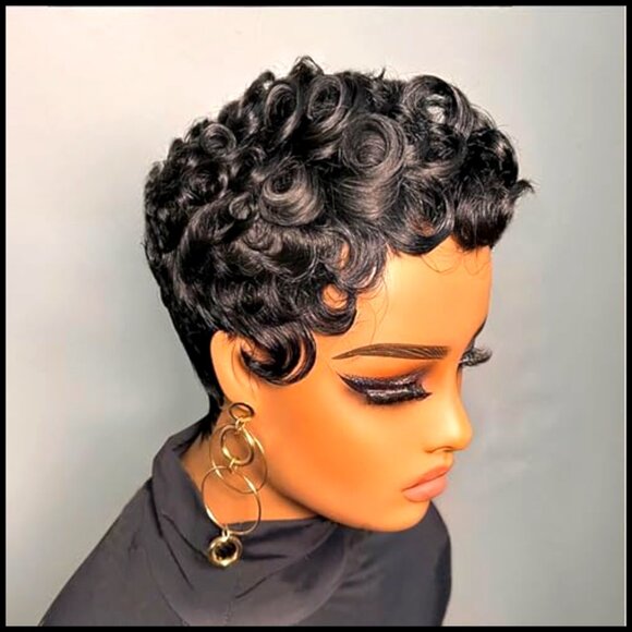 Curly Pixie Cut Human Hair Wig Glueless Layered Brazilian Virgin Daily Use main image 5
